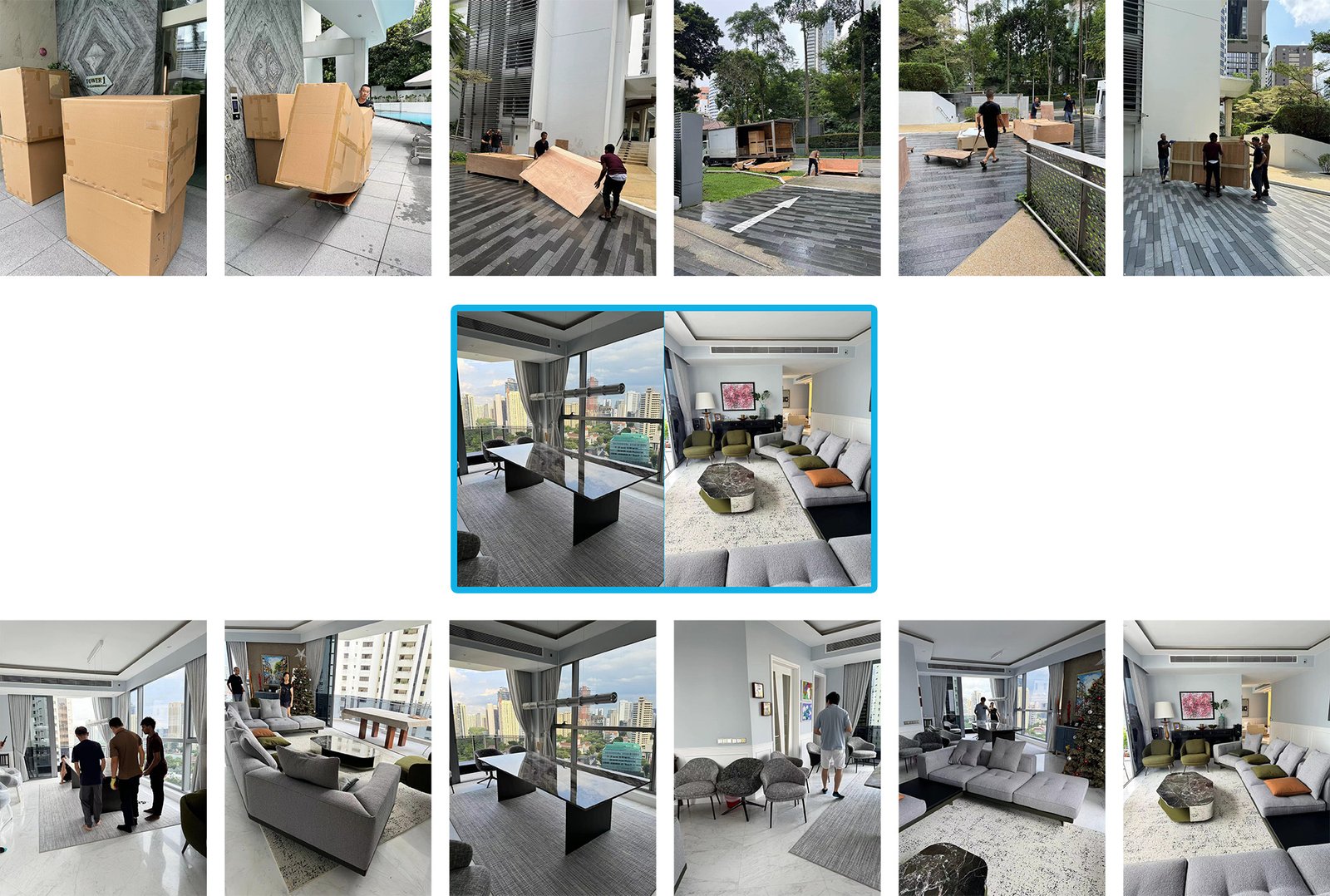 furniture deliver to upfloor and put right position install and move to right position, take rubbish away